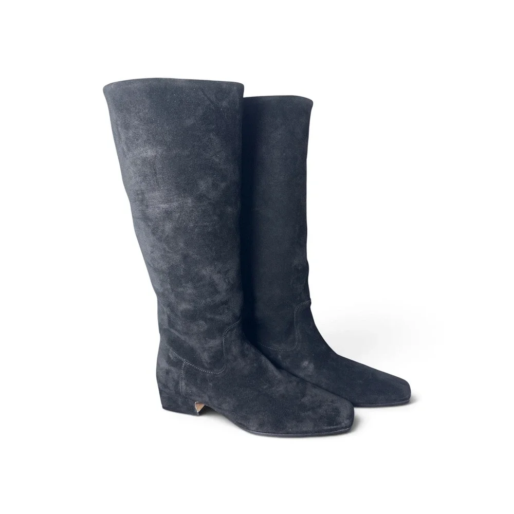 Steve Madden Dantelle Black Suede Square Toe Tall Boots DANT03S1 Size 8.5M